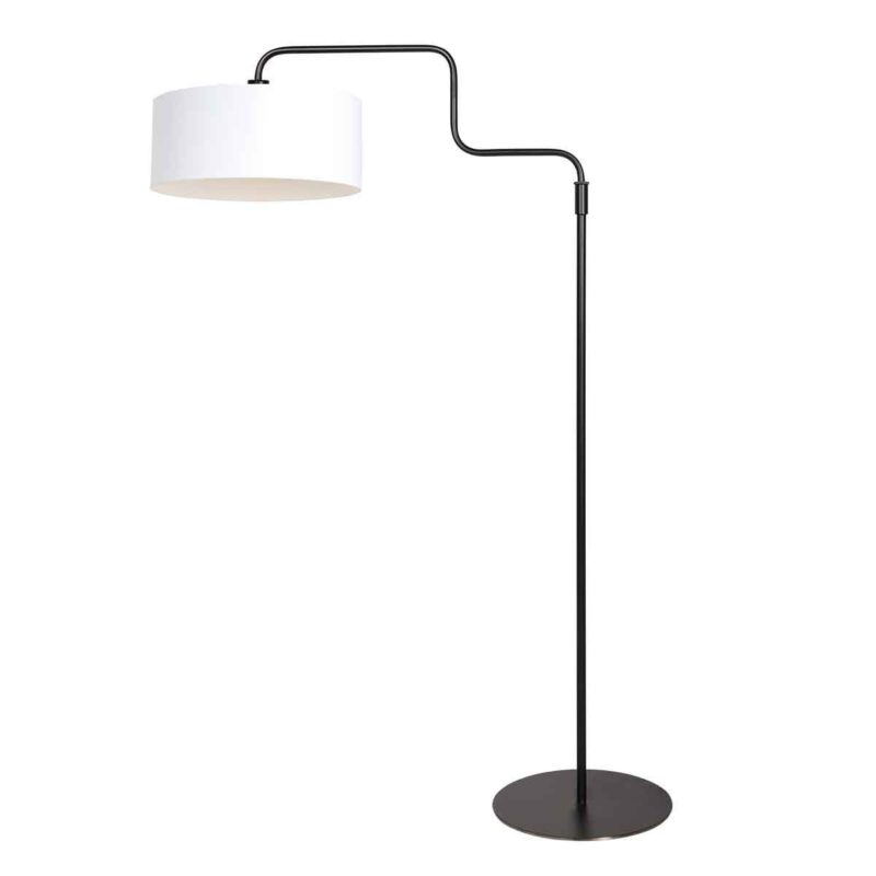 Zwarte vloerlamp Bloeba 4162ZW met wit linnen kap - Afbeelding 2