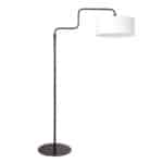 Zwarte vloerlamp Bloeba 4162ZW met wit linnen kap