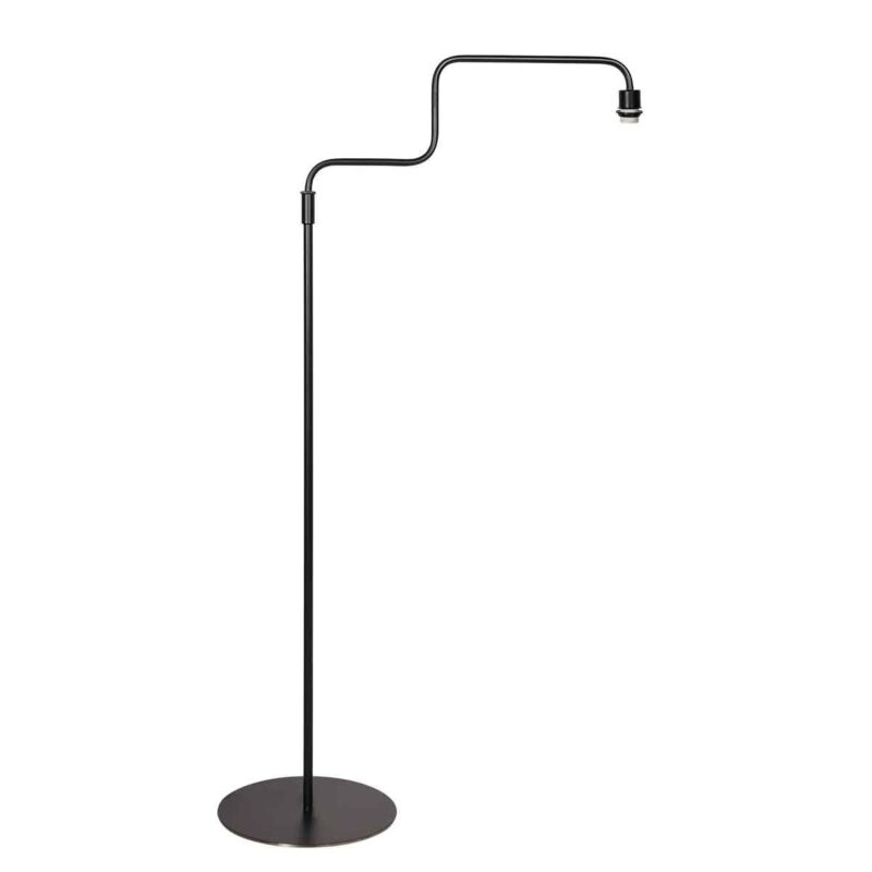 Zwarte vloerlamp Bloeba 4163ZW met grijs grof linnen kap - Afbeelding 7