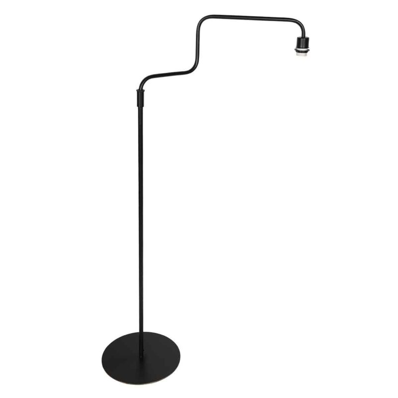 Zwarte vloerlamp Bloeba 4163ZW met grijs grof linnen kap - Afbeelding 10