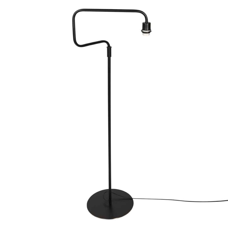 Zwarte vloerlamp Bloeba 4163ZW met grijs grof linnen kap - Afbeelding 15