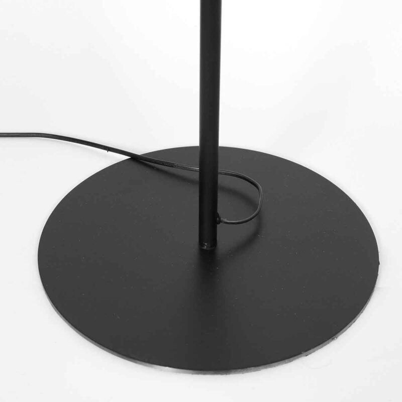 Zwarte vloerlamp Bloeba 4163ZW met grijs grof linnen kap - Afbeelding 4
