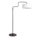 Zwarte vloerlamp Bloeba 4164ZW met wit grof linnen kap