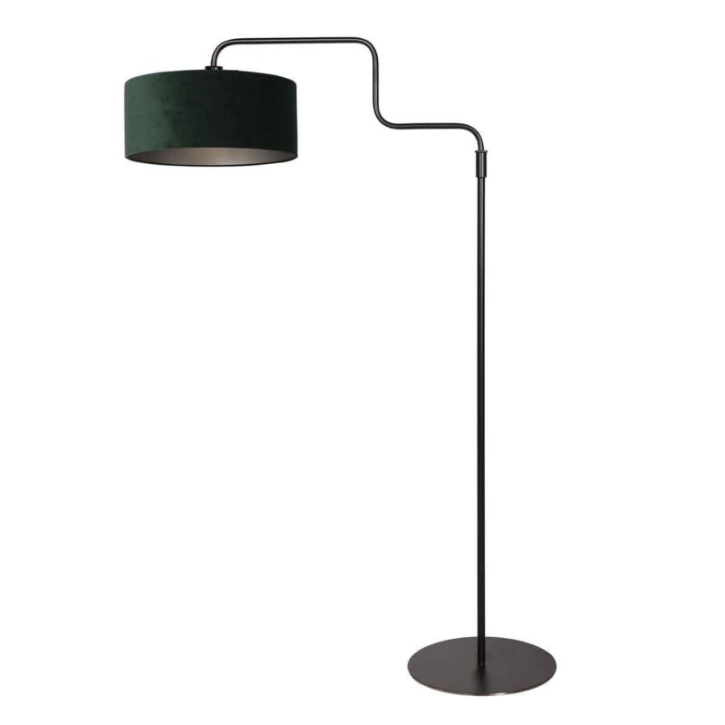 Zwarte vloerlamp Bloeba 4165ZW met groen velours kap - Afbeelding 2
