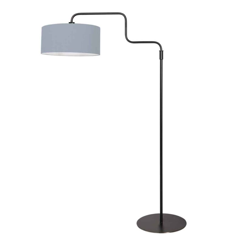 Zwarte vloerlamp Bloeba 4166ZW met blauw linnen kap - Afbeelding 2