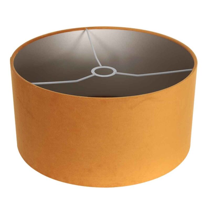 Zwarte vloerlamp Bloeba 4168ZW met goud velours kap - Afbeelding 5
