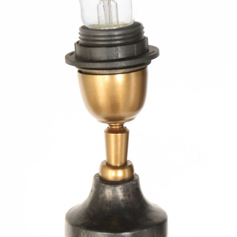 Zwarte vloerlamp Bois 3776ZW met schakelaar en grijs velours kap - Afbeelding 9