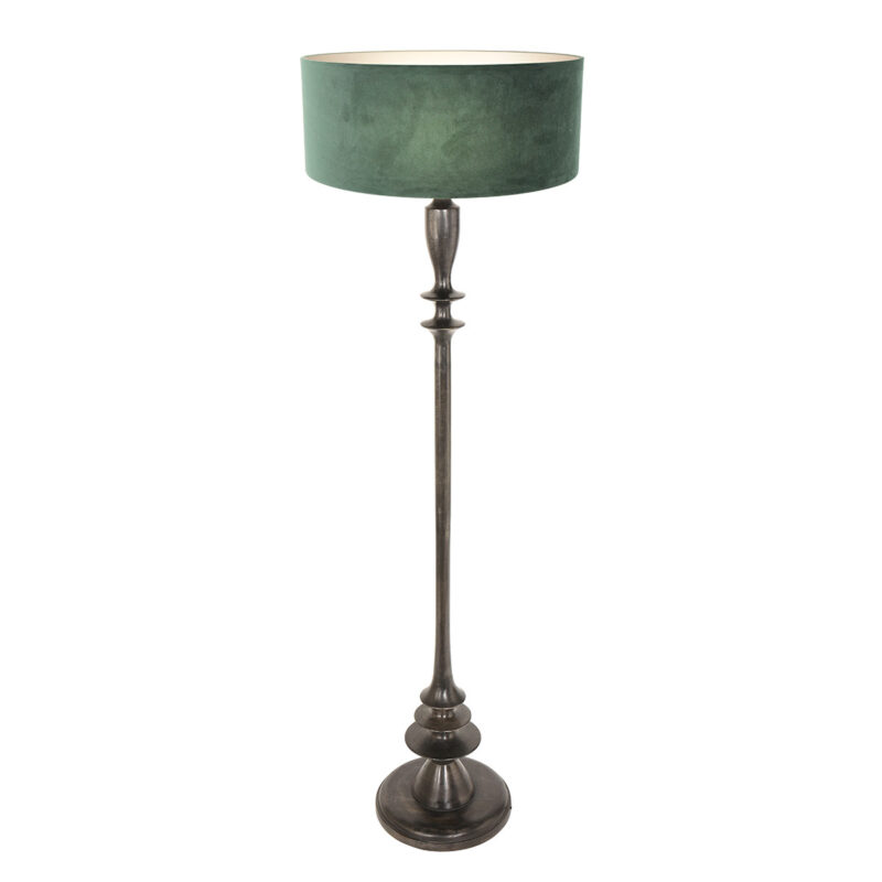 Zwarte vloerlamp Bois 3780ZW met schakelaar en groen velours kap - Afbeelding 2