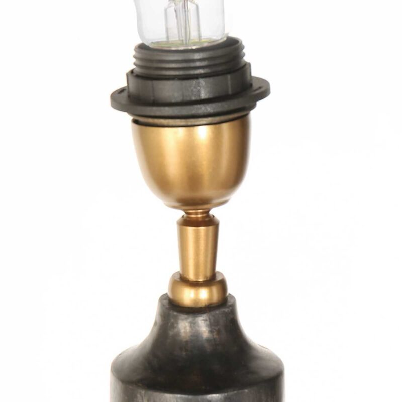 Zwarte vloerlamp Bois 3925ZW met schakelaar en spijkerstof blauw linnen kap - Afbeelding 8