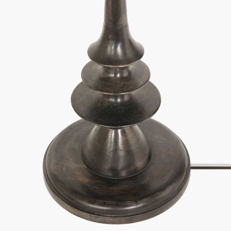 Zwarte vloerlamp Bois 3925ZW met schakelaar en spijkerstof blauw linnen kap - Afbeelding 10