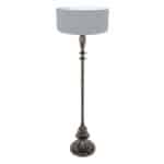 Zwarte vloerlamp Bois 3925ZW met schakelaar en spijkerstof blauw linnen kap