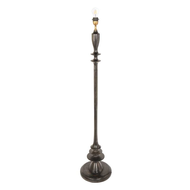 Zwarte vloerlamp Bois 3925ZW met schakelaar en spijkerstof blauw linnen kap - Afbeelding 14