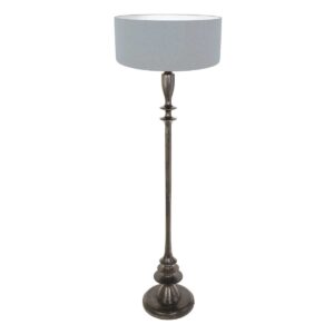 Zwarte vloerlamp Bois 3925ZW met schakelaar en spijkerstof blauw linnen kap