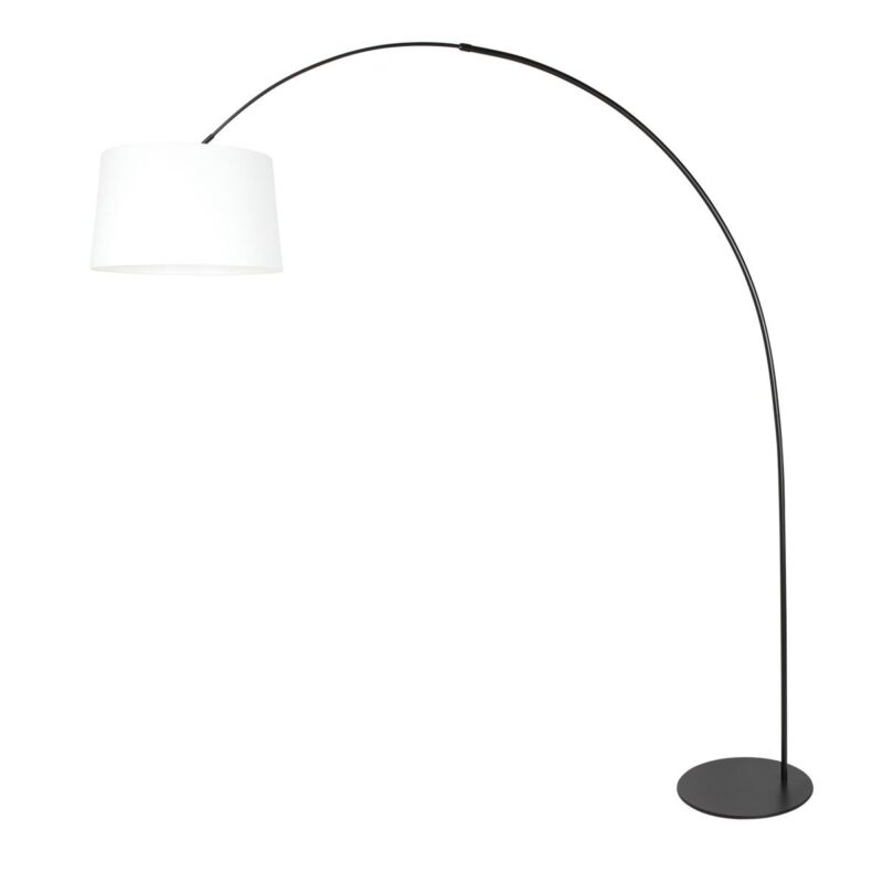 Zwarte vloerlamp Curve 4256ZW met wit linnen kap – Uniek design en functioneel gebruik - Afbeelding 2