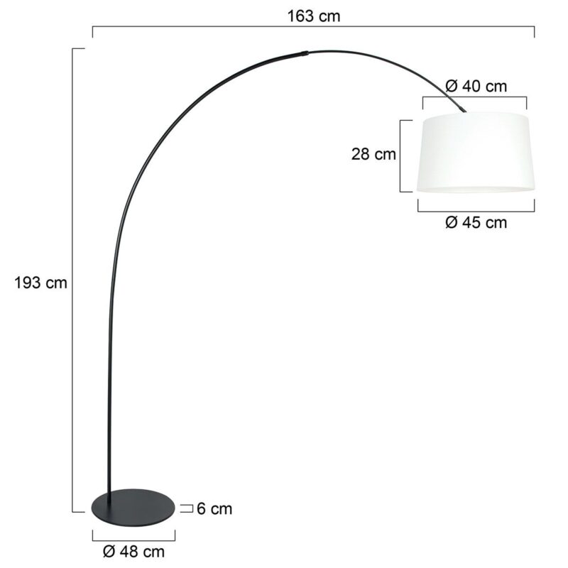 Zwarte vloerlamp Curve 4256ZW met wit linnen kap – Uniek design en functioneel gebruik - Afbeelding 6