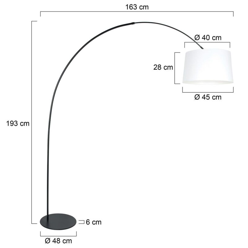 Zwarte vloerlamp Curve 4257ZW met wit grof linnen kap – Uniek design en functioneel gebruik - Afbeelding 6