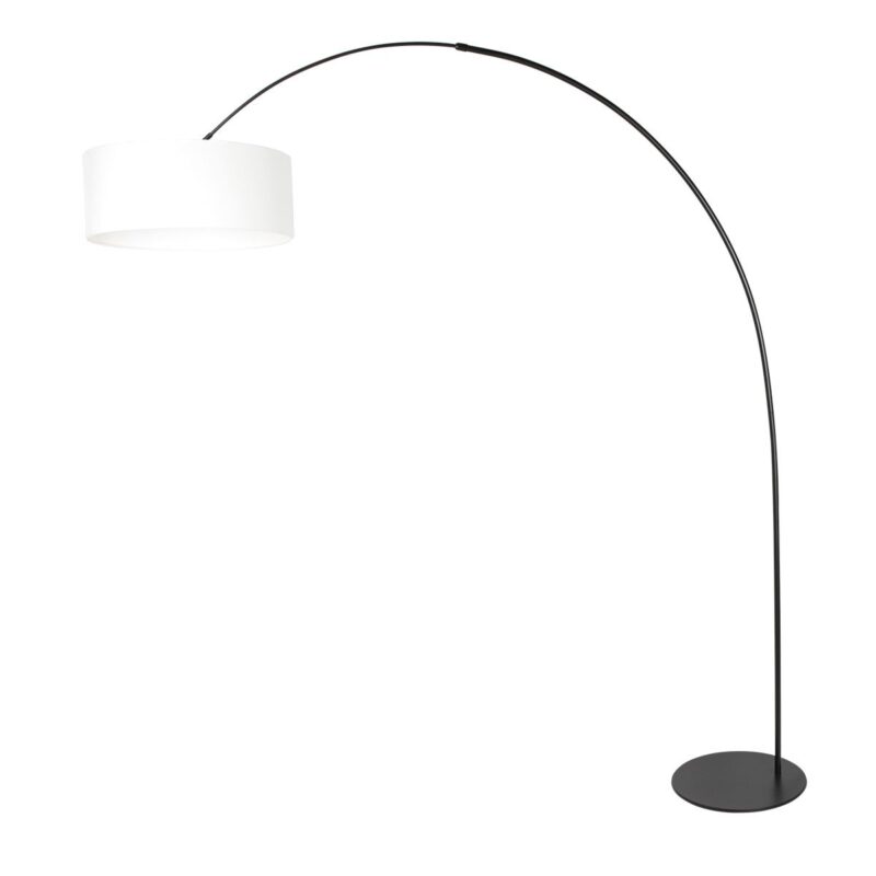Zwarte vloerlamp Curve 4260ZW met wit fijn linnen kap – Uniek design en functioneel gebruik - Afbeelding 2