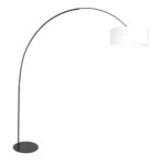 Zwarte vloerlamp Curve 4260ZW met wit fijn linnen kap – Uniek design en functioneel gebruik