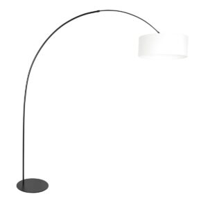 Zwarte vloerlamp Curve 4260ZW met wit fijn linnen kap – Uniek design en functioneel gebruik