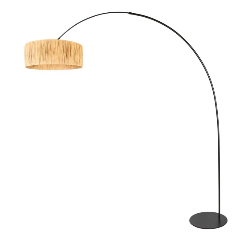 Zwarte vloerlamp Curve 4262ZW met naturelkleurige gras kap – Uniek design en functioneel gebruik - Afbeelding 2