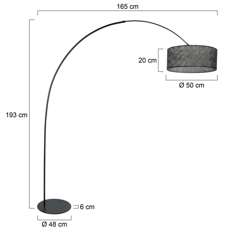 Zwarte vloerlamp Curve 4265ZW met zwart transparante sizoflor kap – Uniek design en functioneel gebruik - Afbeelding 6