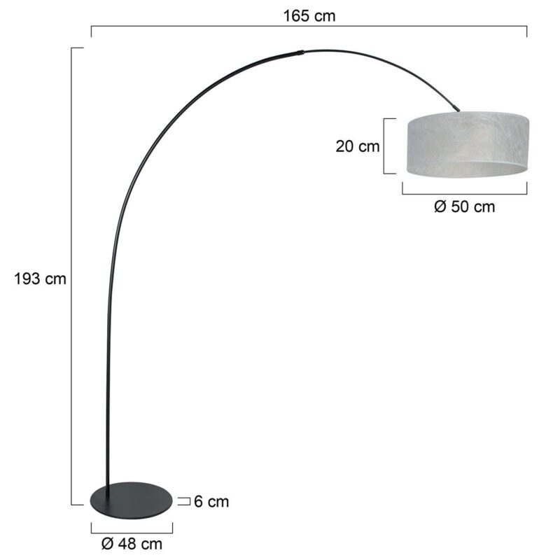 Zwarte vloerlamp Curve 4266ZW met zilver transparante sizoflor kap – Uniek design en functioneel gebruik - Afbeelding 6