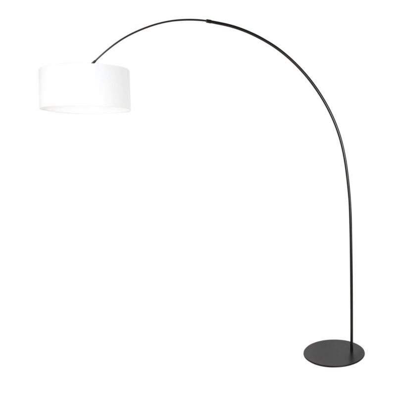 Zwarte vloerlamp Curve 4267ZW met wit grof linnen kap – Uniek design en functioneel gebruik - Afbeelding 2