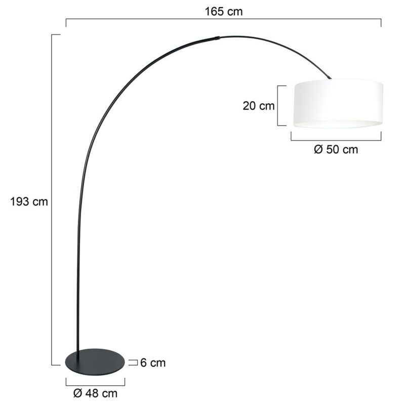 Zwarte vloerlamp Curve 4267ZW met wit grof linnen kap – Uniek design en functioneel gebruik - Afbeelding 6