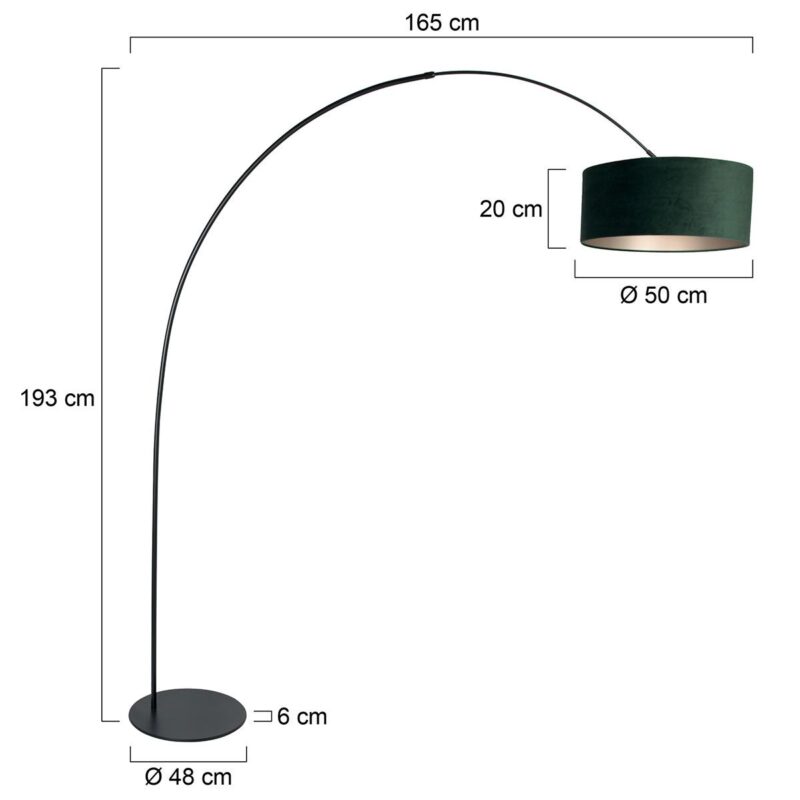 Zwarte vloerlamp Curve 4269ZW met groen velours kap – Uniek design en functioneel gebruik - Afbeelding 6