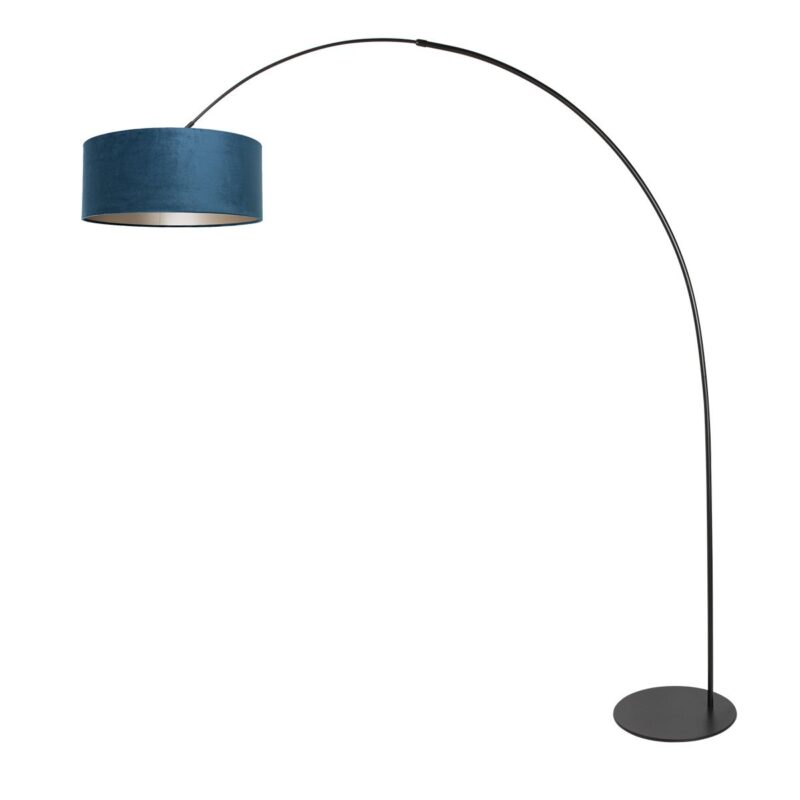 Zwarte vloerlamp Curve 4271ZW met blauw velours kap – Uniek design en functioneel gebruik - Afbeelding 2