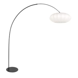 Sort gulvlampe Curve 4272ZW med hvid silkeskærm – Unikt design og funktionel anvendelse
