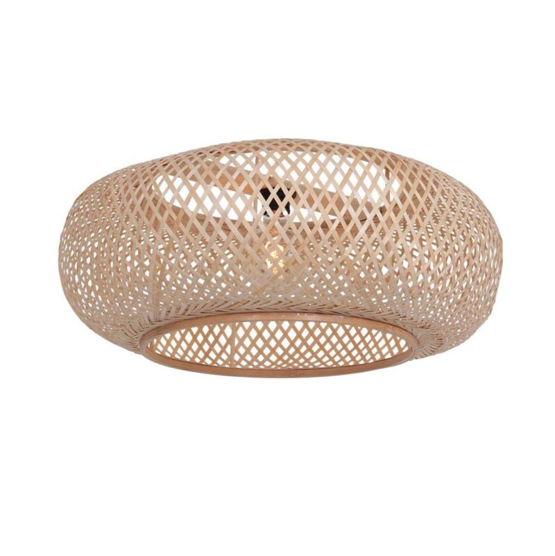 Zwarte vloerlamp Curve 4273ZW met naturelkleurige gevlochten bamboe kap – Uniek design en functioneel gebruik - Afbeelding 5