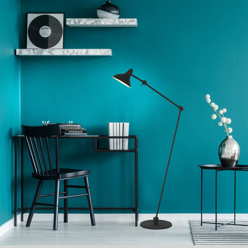Zwarte vloerlamp Kasket 2691ZW met grote fitting en schakelaar - Afbeelding 3