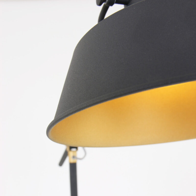 Zwarte vloerlamp Nove 1322ZW met goudkleurige details E27 - Afbeelding 11
