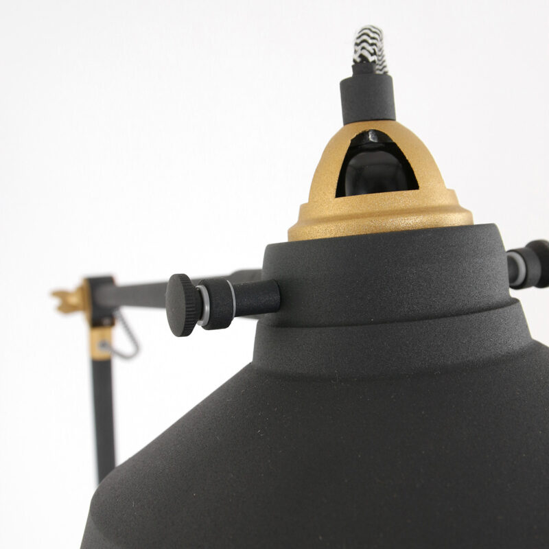 Zwarte vloerlamp Nove 1322ZW met goudkleurige details E27 - Afbeelding 14