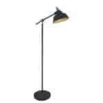 Hoogwaardige industriële vloerlamp met zwarte en goud accenten - LICHY LAMPEN.