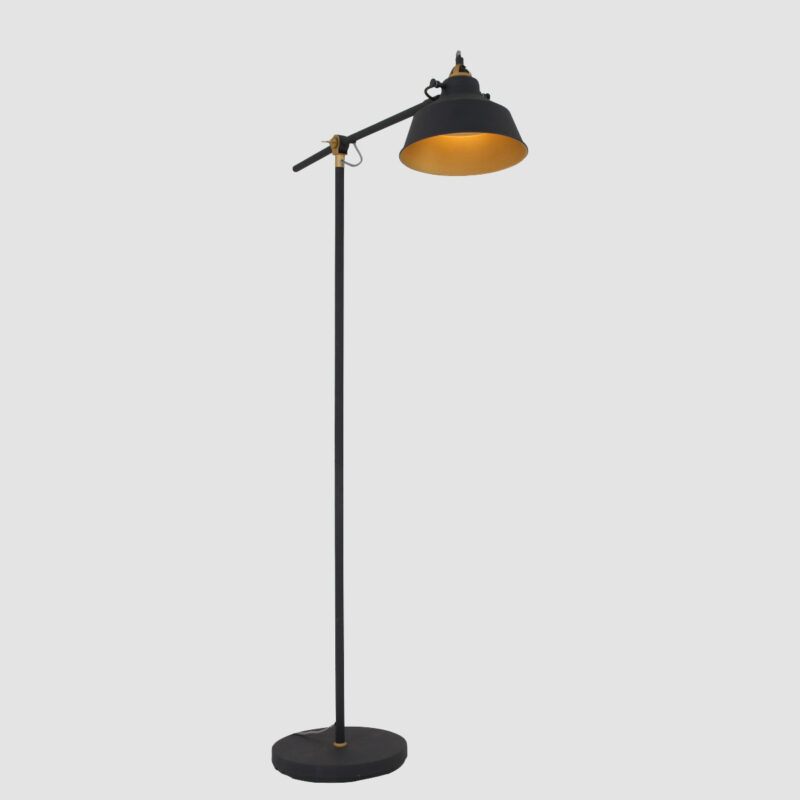 Zwarte vloerlamp Nove 1322ZW met goudkleurige details E27 - Afbeelding 18