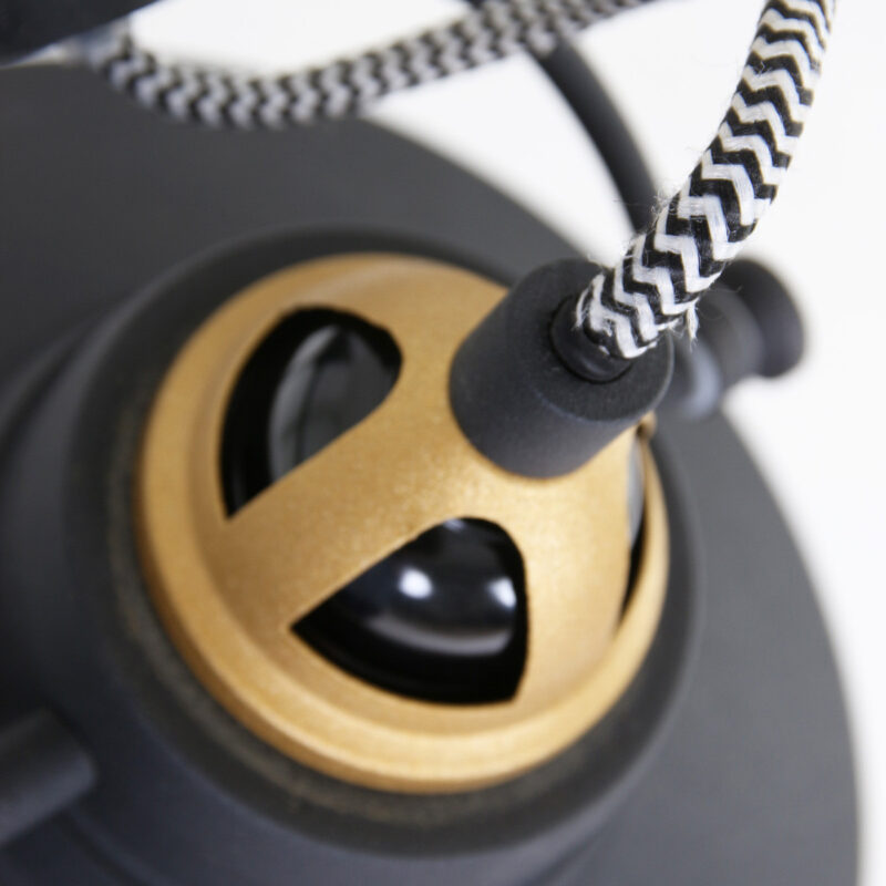Zwarte vloerlamp Nove 1322ZW met goudkleurige details E27 - Afbeelding 6