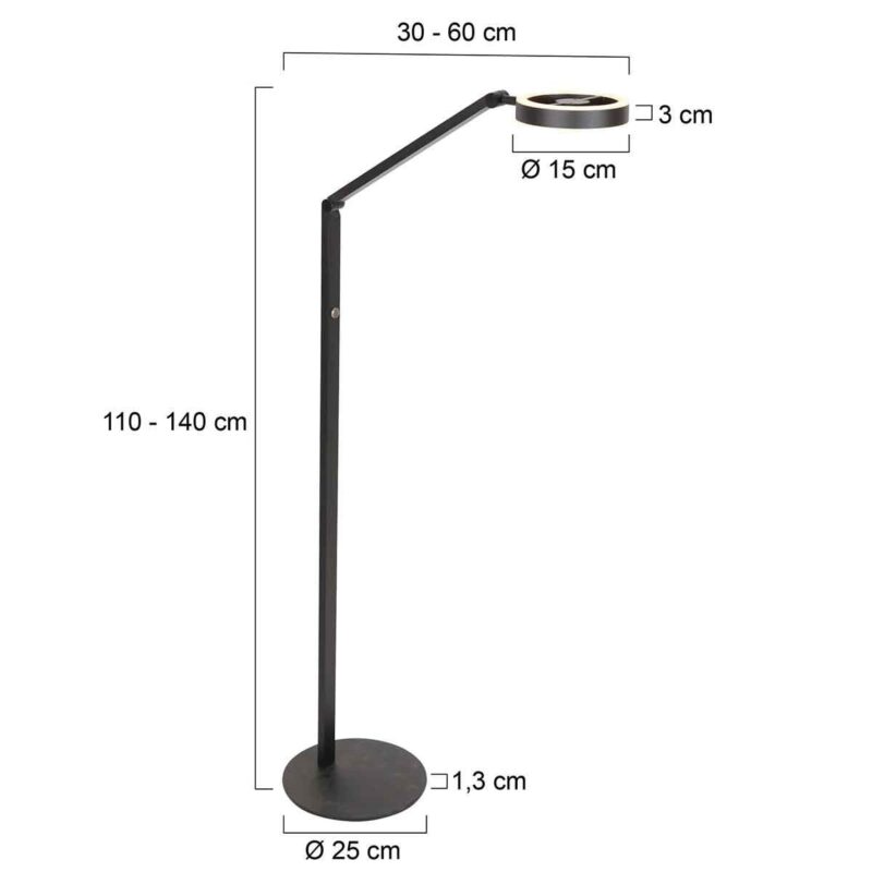 Zwarte vloerlamp Ringlux 4138ZW 1000 Lumen - Afbeelding 6