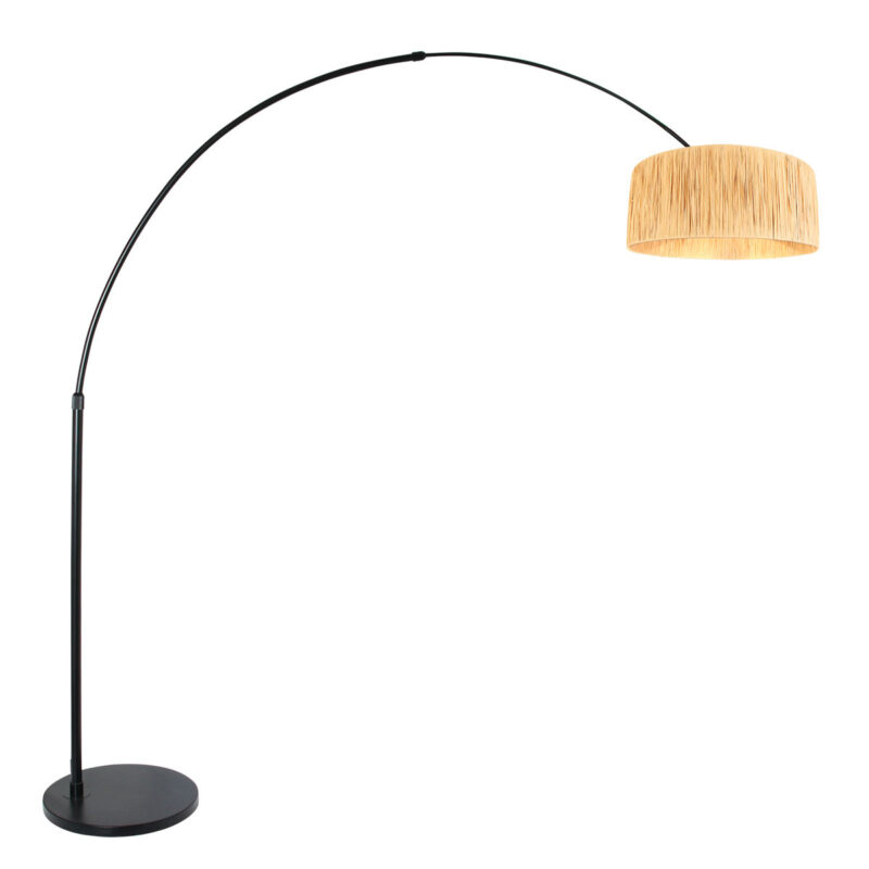 Zwarte vloerlamp Sparkled Light 3789ZW met tonvormige blanke gras kap - Afbeelding 2