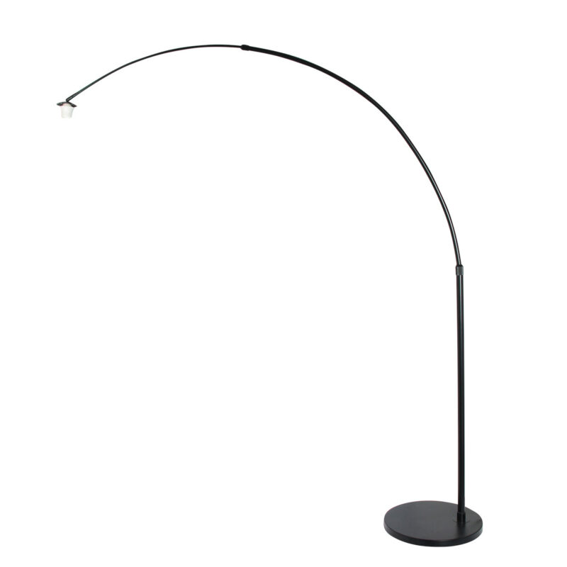 Zwarte vloerlamp Sparkled Light 3789ZW met tonvormige blanke gras kap - Afbeelding 10