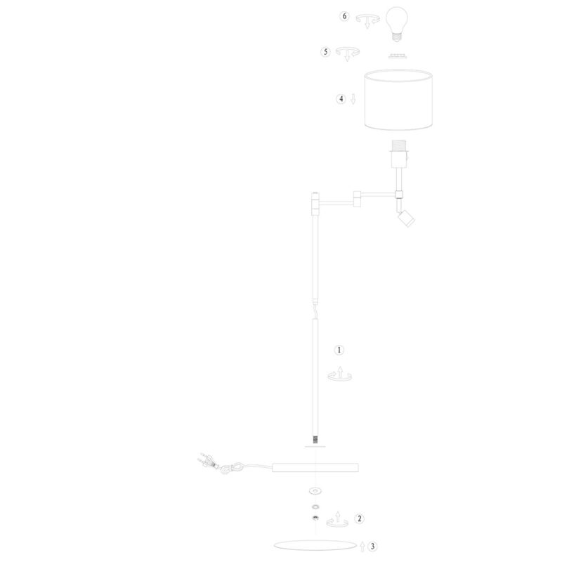 Zwarte vloerlamp Stang 3349ZW met leeslamp zonder kap - Afbeelding 8
