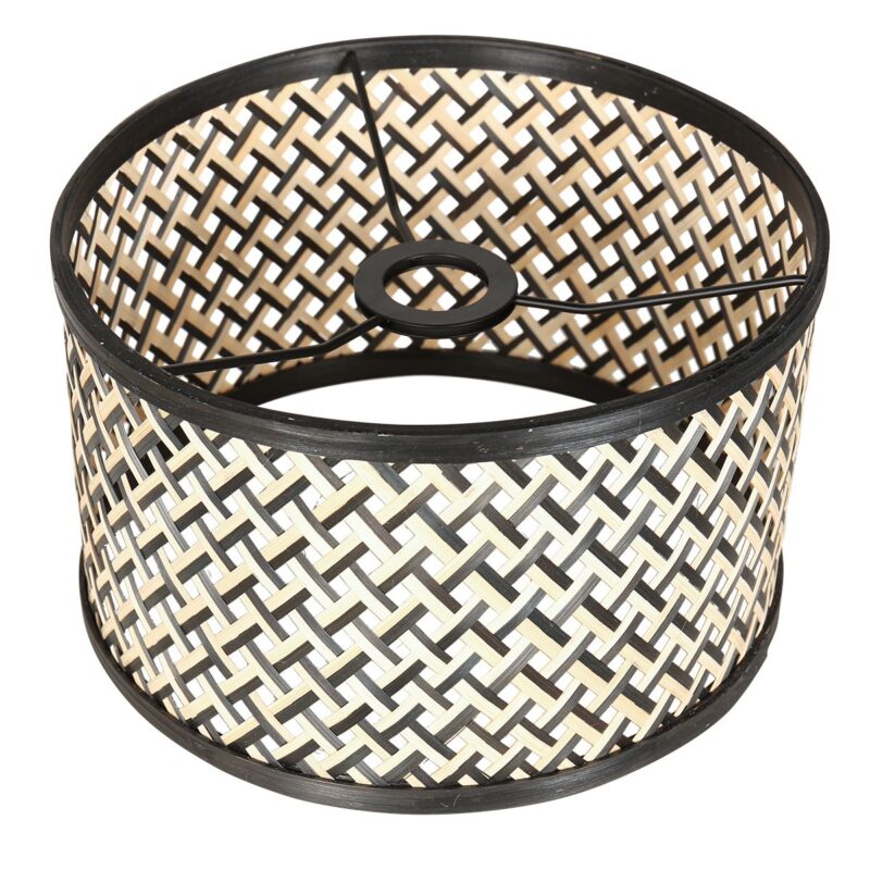 Zwarte vloerlamp Stang 3717ZW met leeslamp en naturel zwart bamboe kap - Afbeelding 5