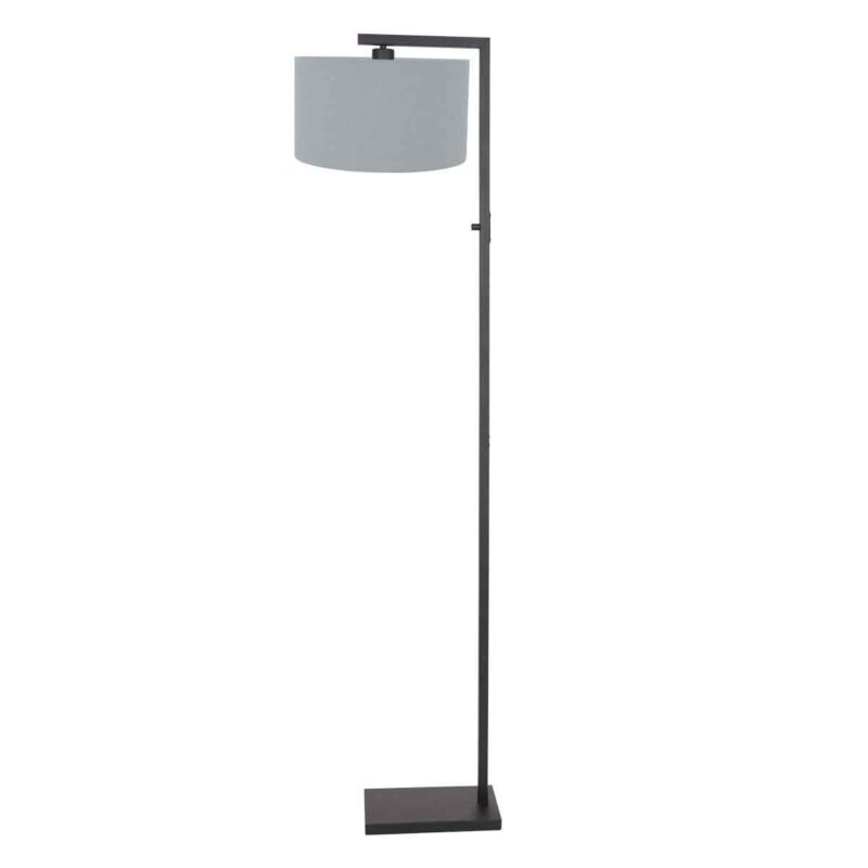 Zwarte vloerlamp Stang 3947ZW met schakelaar en blauw linnen kap - Afbeelding 2