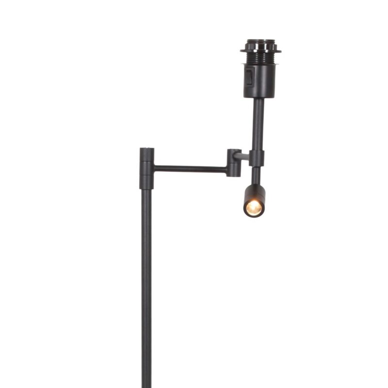 Zwarte vloerlamp Stang 3948ZW met leeslamp en blauw linnen kap - Afbeelding 4