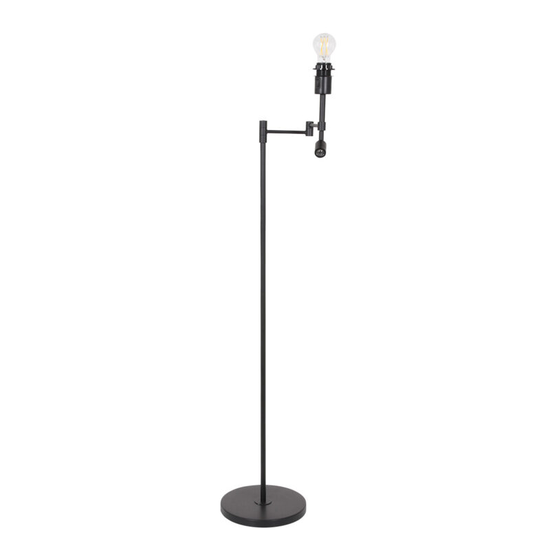 Zwarte vloerlamp Stang 7178ZW met leeslamp en wit linnen kap - Afbeelding 10