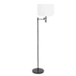Moderne vloerlamp met dimbare verlichting en witte lampenkap, perfect voor interieurverlichting, Scandinavisch design, woon- en kantoorruimte.