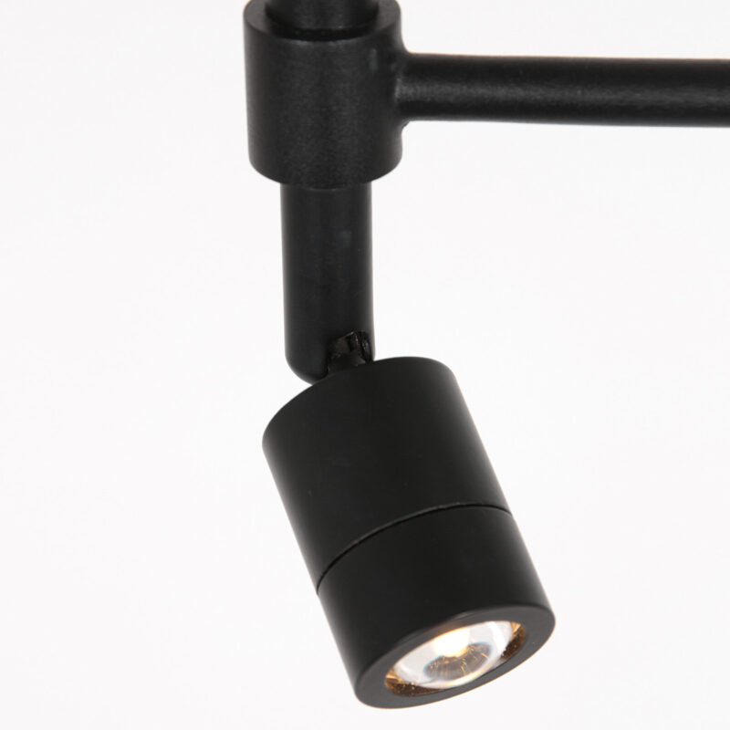 Zwarte vloerlamp Stang 7178ZW met leeslamp en wit linnen kap - Afbeelding 5