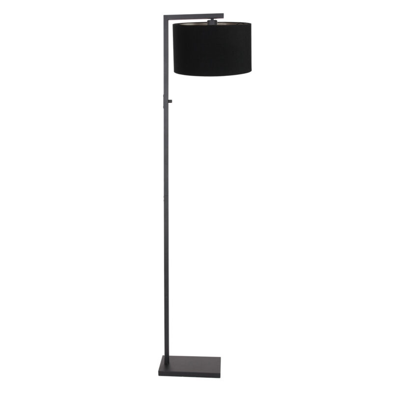 Zwarte vloerlamp Stang 7196ZW met schakelaar en zwart linnen kap - Afbeelding 2
