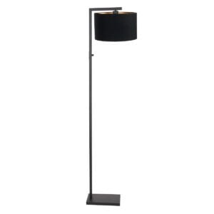 Zwarte vloerlamp Stang 7196ZW met schakelaar en zwart linnen kap